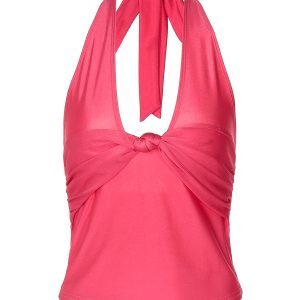 Sexy Deep V-Neck Tie Neck Sleeveless Crop Top for Women - Elastic Slim Fit Backless Design, European & American Style