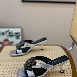 Sexy Floral Rhinestone Slide Sandals for Women - Comfortable Open-Toe Thin-Heeled Square-Toe Summer Footwear 2025