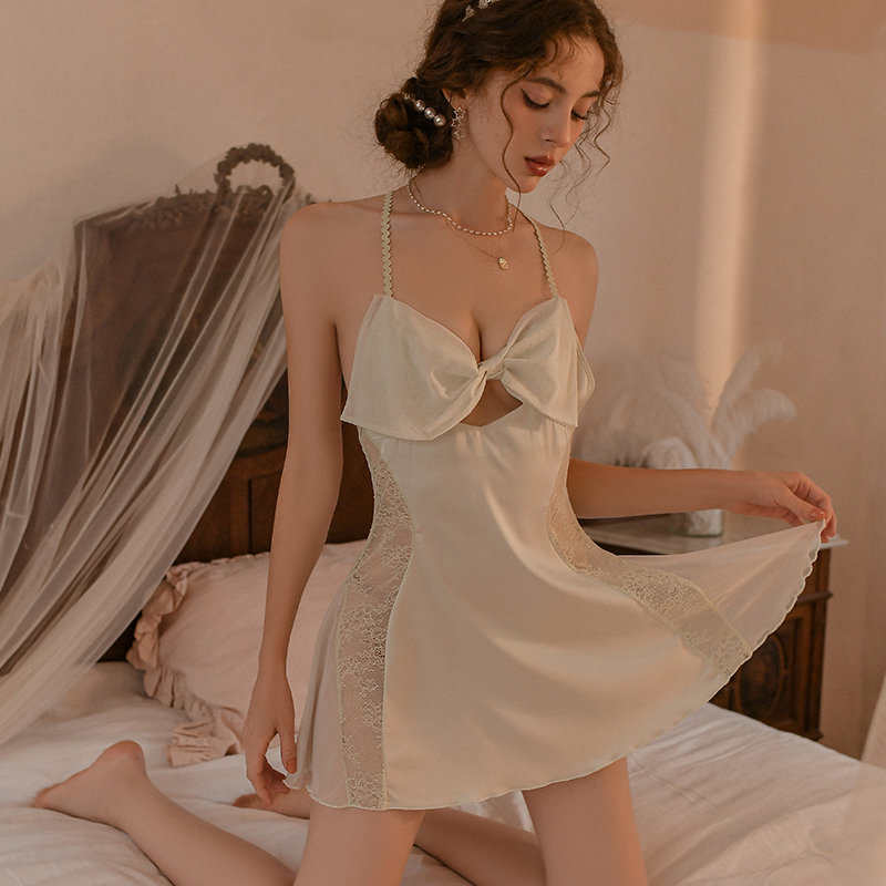 Sexy Lace Camisole and Robe Set for Women | Silk-Like Nightgown for Spring and Summer | Elegant Sleepwear