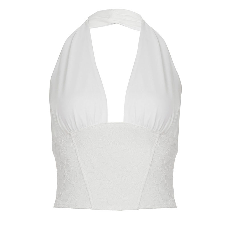 Sexy Lace Splicing Two-Piece Dress - Women's Halter V-Neck Tank Top with Mesh Pleated Skirt - Y2K Fashion Statement