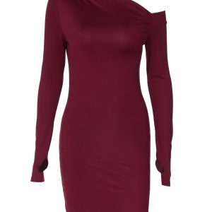 Sexy Off-Shoulder Long Sleeve Bodycon Dress for Women - European American Style, Elastic High-Waisted, Slim Fit Fashion