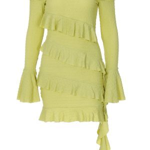 Sexy Off-the-Shoulder Lace-Trimmed Long Sleeve Dress for Women - Fitted Pencil Skirt - Perfect for Y2K and Date Night
