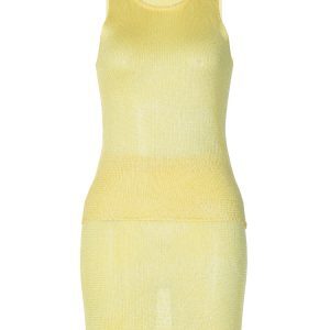 Sexy Semi-Transparent Knitted Two-Piece Set for Women - Sleeveless Tank Top & High-Waisted Skirt, European & American Style