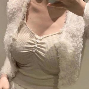 Sexy Sweet Lace Edge V-Neck Camisole for Women - Flattering Slim Fit Tank Top, Perfect for Sweet and Spicy Styles