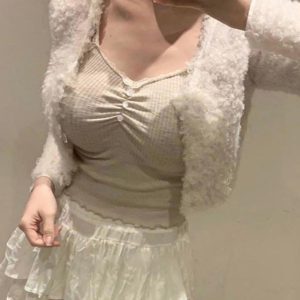 Sexy Sweet Lace Edge V-Neck Camisole for Women - Flattering Slim Fit Tank Top, Perfect for Sweet and Spicy Styles