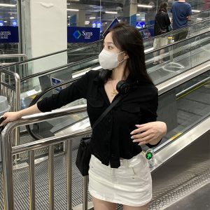 Sexy Tight-Fitting K-Pop Dance Shirt for Girls - Short Waist Top Inspired by 90s Jazz Style