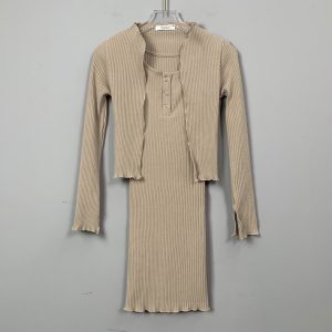 Sexy Women's Fitted Cardigan Camisole Dress Set - Korean Dongdaemun Style Two-Piece Outfit