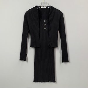Sexy Women's Fitted Cardigan Camisole Dress Set - Korean Dongdaemun Style Two-Piece Outfit