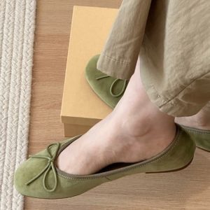 Sheepskin French Round-Toe Ballet Flats for Women - Slip-On Soft-Soled Casual Loafers, Comfortable Everyday Shoes