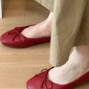 Sheepskin French Round-Toe Ballet Flats for Women - Slip-On Soft-Soled Casual Loafers, Comfortable Everyday Shoes