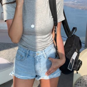 Sheer Pink Cropped Long Sleeve V-Neck Top for Women - Korean Style, Autumn/Winter, Sexy Design, Revealing Chest
