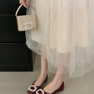 Shiny Rhinestone Buckle Soft-Soled Loafers - Versatile Spring 2025 Fashionable Flats for Skirts & Casual Wear