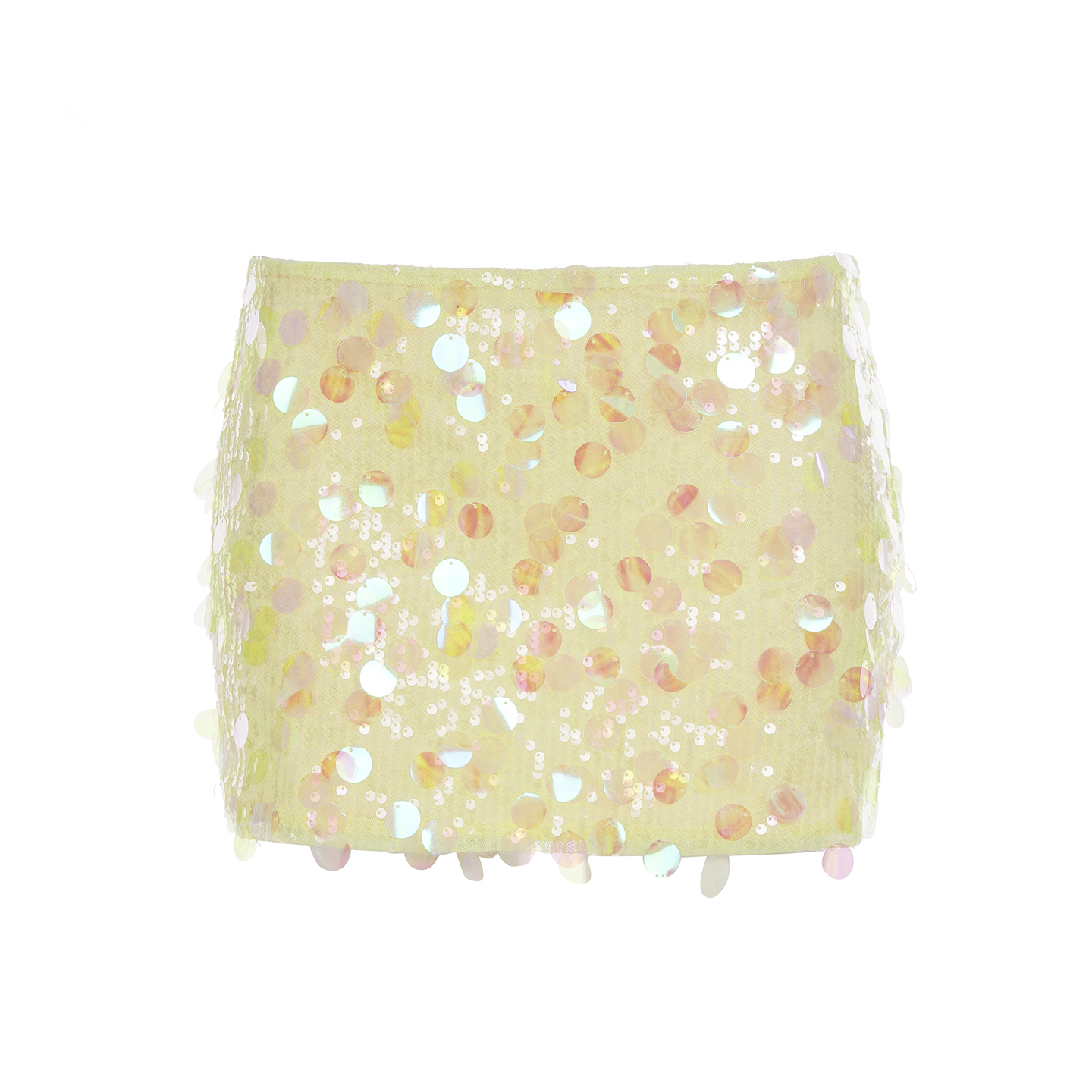Shiny Warm Yellow Vintage Disco Sequin Low Waist Bodycon Mini Skirt - Niche Dopamine Style for 90s Y2K Fashion Lovers