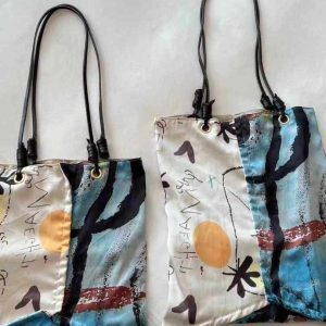 Silk Printed Art Shoulder Tote Bag - High-End Artistic Design for Women - Vacation Essential - Trendy Fashion Accessory