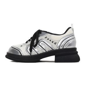 Silver Breathable Versatile Dad Shoes for Women - Casual Thick-Soled Sports Footwear for Spring/Summer 2025