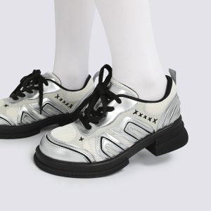 Silver Breathable Versatile Dad Shoes for Women - Casual Thick-Soled Sports Footwear for Spring/Summer 2025