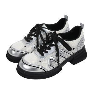 Silver Breathable Versatile Dad Shoes for Women - Casual Thick-Soled Sports Footwear for Spring/Summer 2025