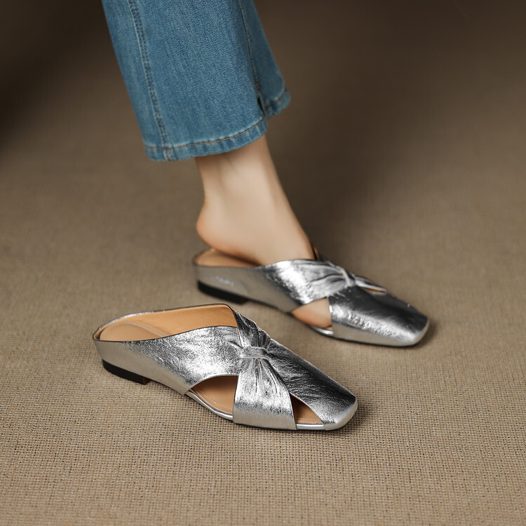 Silver-Toe Sandals for Women – Chic Metallic Open-Toe Design, Perfect for Summer, Beach, and Casual Outfits
