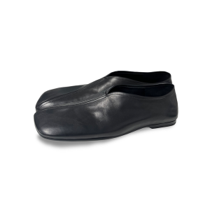 Slanted Toe Monk Shoes in Solid Color Calfskin with Sheep Leather Lining - Stylish 90s Inspired Footwear