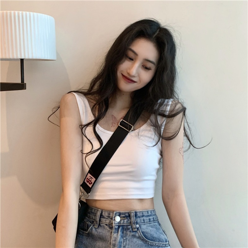 Sleeveless Jazz Sports Top for Women, Cross-Back Design, Side Breast Coverage, Spicy Girl Style, Perfect for Y2K and Casual Outfits