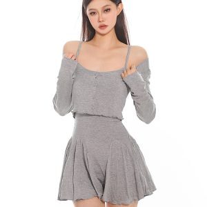 Slim Casual Knitted Cardigan and Cami Dress Set for Women - 2025 Summer Style, Perfect for Cozy Days and Effortless Outfits