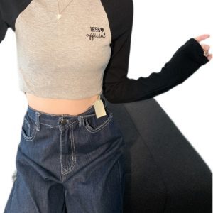 Slim-Fit Jazz Dance Outfit for Girls - Short Cropped Top, European and American Style, Trendy Ins Look
