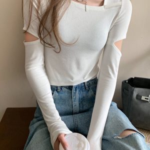 Slim-Fit K-Pop Top for Women - Niche Jazz Dance Outfit, Autumn/Winter Base Layer, Ideal for Girl Group Performances