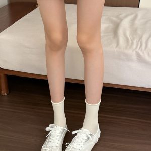 Soft and Cute Girly Bow White Lace-Up Sneakers for Women - Summer Casual Shoes in Y2K Style