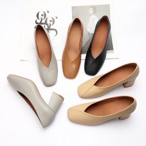 Soft Leather Chunky Heel Grandma Shoes - Retro Square Toe High Heels for Work - Large Size Genuine Leather 2025 Spring Style