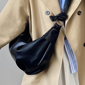 Soft Leather Wrinkled Dumpling Bag for Women - Versatile Lazy Style Shoulder Crossbody Bag - Trendy 2025 Niche Design