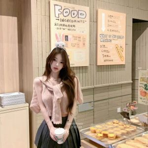 Soft Peach Bunny Hollow Knit Vest Cardigan Set - Lightweight Soft Pink Layering Piece for Spring and Summer Fashion