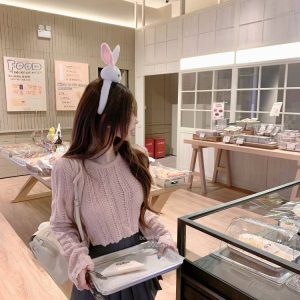 Soft Peach Bunny Hollow Knit Vest Cardigan Set - Lightweight Soft Pink Layering Piece for Spring and Summer Fashion
