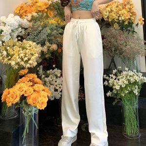 Solid Color Casual Sweatpants for Men and Women - High Street Loose Fit Straight Leg Long Pants for Couples