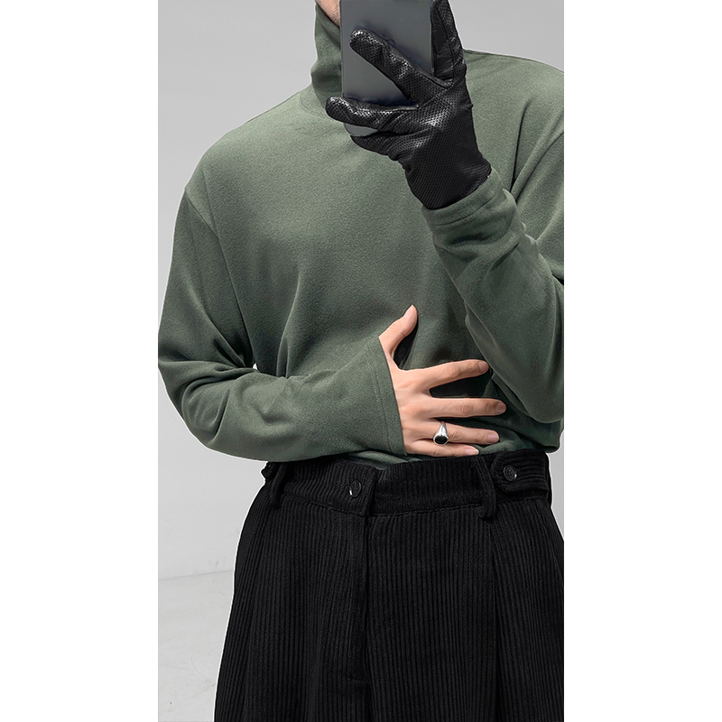 Solid Color High Neck Knitted Shirt - Trendy Versatile Fashion for Autumn Winter - Comfortable Dragon Dadao Style