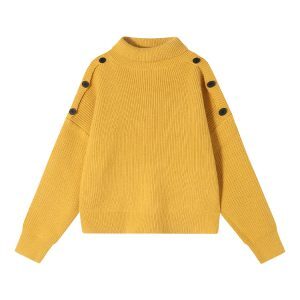 Solid Color High-Neck Off-Shoulder Long Sleeve Knitted Sweater for Women - Loose Thick Autumn Winter Top, Korean Style Fashion