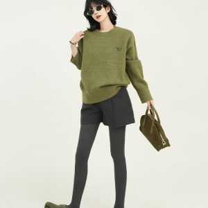 Solid Color High-Waisted Casual Shorts for Women - Korean Style Loose Versatile Straight Pants for Autumn and Winter