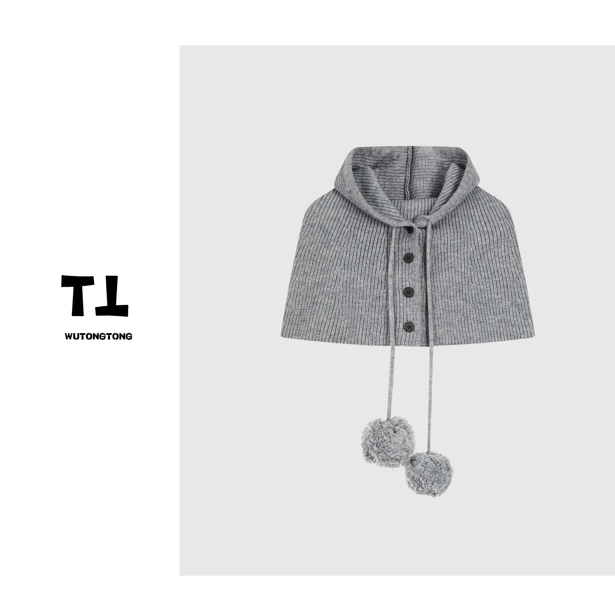 Solid Color Hooded Knitted Shawl Cape Scarf for Women - Korean Style Warm Autumn Winter Fashion Accessory