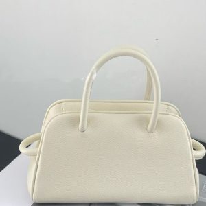 Solid Color Lychee Texture Boston Bowling Bag - High-End Versatile Commuter Handbag for Shoulder and Crossbody Use