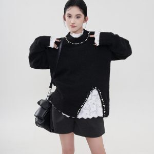 Solid Color Round Neck Long Sleeve Knitted Sweater for Women - Loose Soft Pullover Top, Autumn Winter Korean Style Fashion