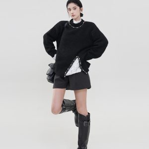 Solid Color Round Neck Long Sleeve Knitted Sweater for Women - Loose Soft Pullover Top, Autumn Winter Korean Style Fashion
