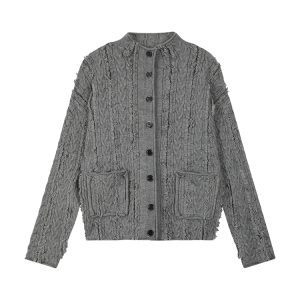 Solid Color Tassel Design Sweater Coat for Women - Autumn Winter Korean Style Loose Knit Cardigan Top