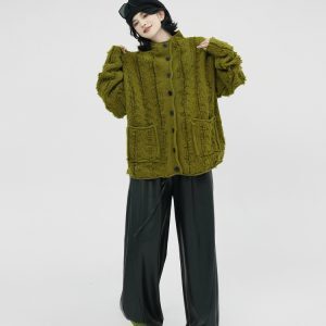 Solid Color Tassel Design Sweater Coat for Women - Autumn Winter Korean Style Loose Knit Cardigan Top