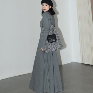 Solid Color Turtleneck Long Sleeve Dress for Women - Autumn Winter Korean Style High-End Loose A-Line Skirt