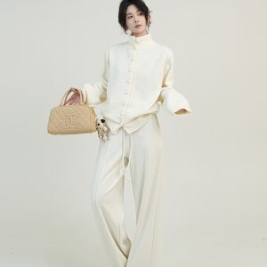 Solid Color Turtleneck Long Sleeve Knitted Sweater Coat for Women - Autumn Winter Korean Style Loose Slimming Cardigan Top