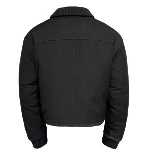 Spiral Insert Pocket Cotton Bomber Jacket with Jacquard Mesh Texture and Velvet Finish - Trendy 90s Inspired Outerwear