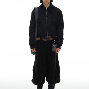 Spiral Insert Pocket Cotton Bomber Jacket with Jacquard Mesh Texture and Velvet Finish - Trendy 90s Inspired Outerwear