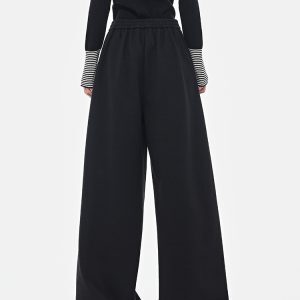 Spring Black Pleated Wide-Leg Suit Pants for Women - Versatile Loose Slim Trousers in Trendy Korean Style