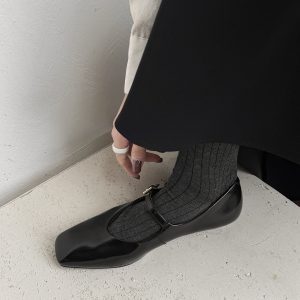 Spring Fashion Patent Wine Red Mary Jane Shoes for Women - Small Leather, Square Toe, Low Heel, Flat Single Shoes, Trendy 90s Style
