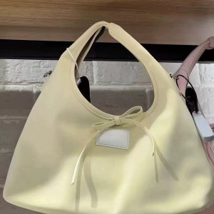 Spring Minimalist Korean Style Women's Handbag with Sweet Bow Tie - Casual Tote and Crossbody Wrist Bag