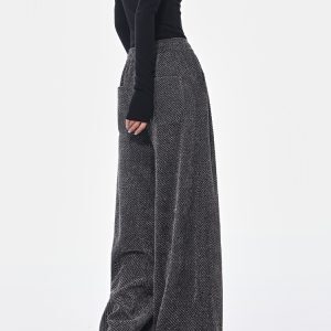 Spring New Gray Starry Sky Drawstring Casual Wide-Leg Pants for Women - Loose Slim Fit - Y2K Style